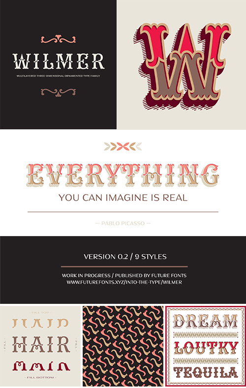 Wilmer v0.2 - Multilayered 3D Ornamented Font Family 9xOTF