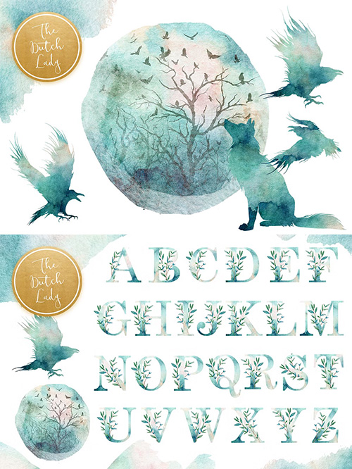 Watercolor Nature Alphabet Cipart 6220497