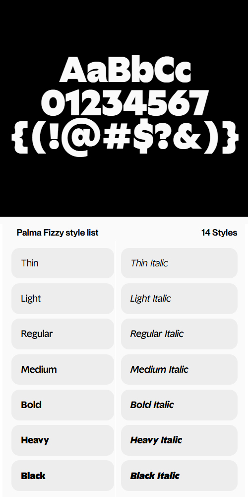 Palma Family - 2 Variable Fonts, 28 Styles