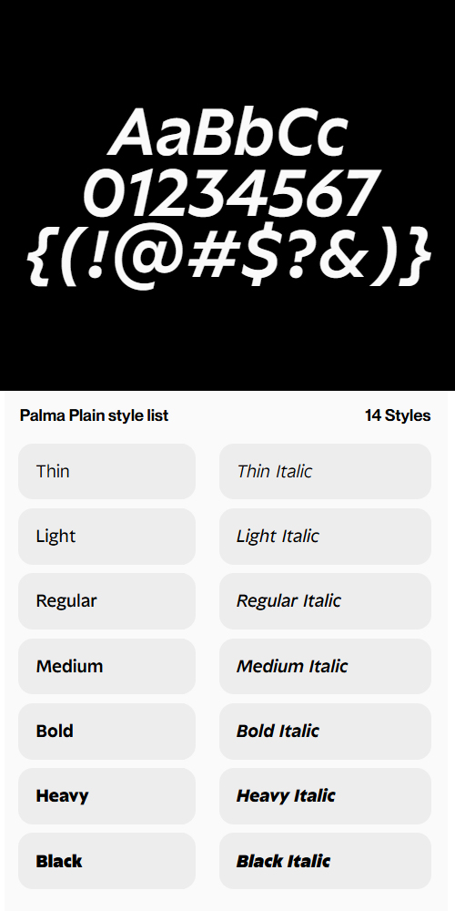 Palma Family - 2 Variable Fonts, 28 Styles