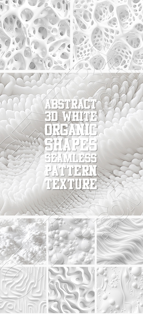 White Organic Shapes, Seamless Pattern Texture 29xJPEG