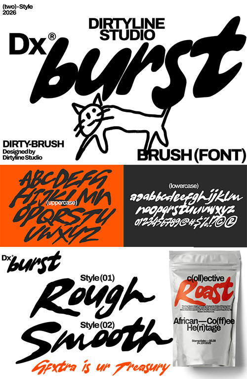 DX Burst - 2 Styles Brush Font by DirtyLineStudio