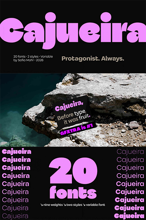 Cajueira - 18 Styles + 2 Variable Fonts Family NEW!