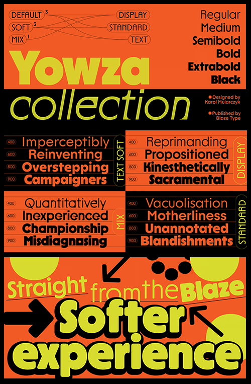 Yowza - 84 Styles Super Font Family NEW!