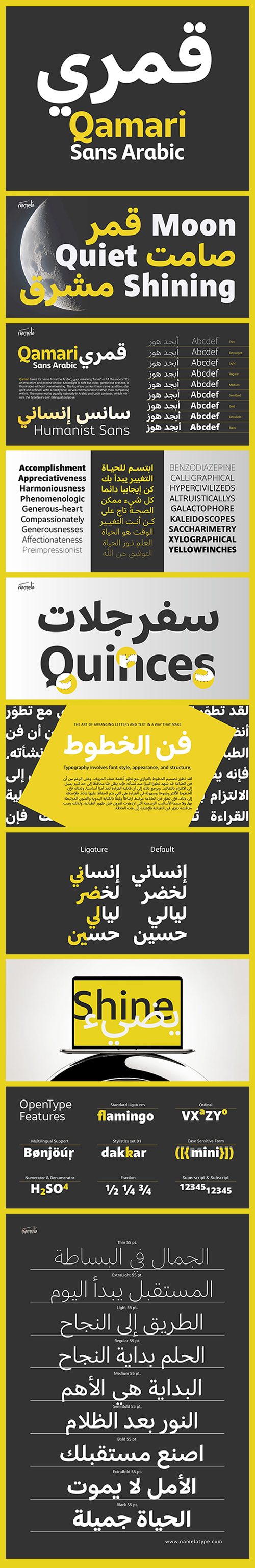 Qamari Sans - Latin & Arabic, 27 Static + 3 Variable Fonts NEW!