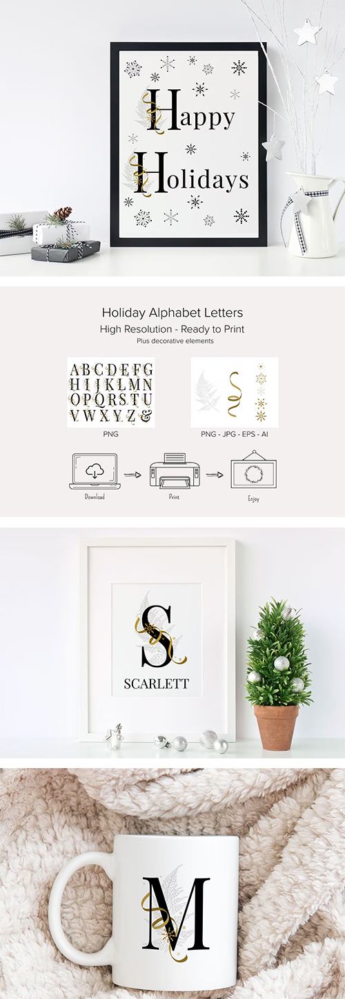 Holiday Snowflake Alphabet PNG, TTF Static & Variable 5555810
