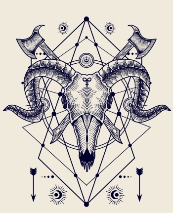 Gothic Vintage Skulls with Sacred Geometry Patterns 35xAI