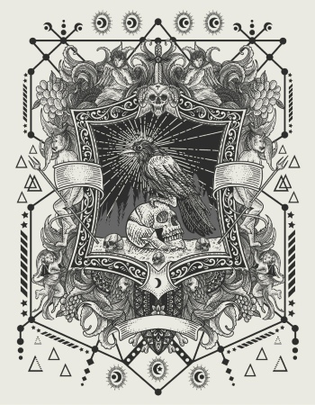 Gothic Vintage Skulls with Sacred Geometry Patterns 35xAI