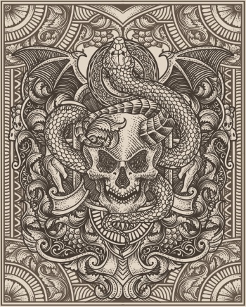 Gothic Vintage Skulls with Sacred Geometry Patterns 35xAI