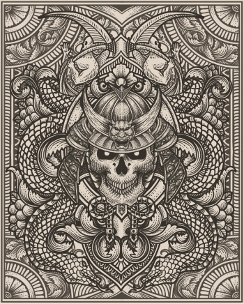 Gothic Vintage Skulls with Sacred Geometry Patterns 35xAI