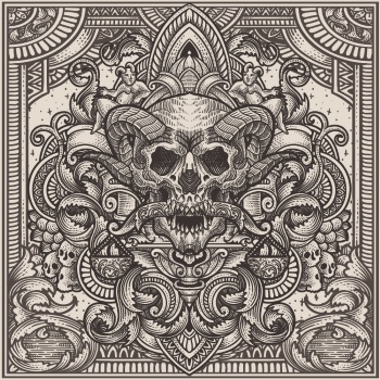Gothic Vintage Skulls with Sacred Geometry Patterns 35xAI