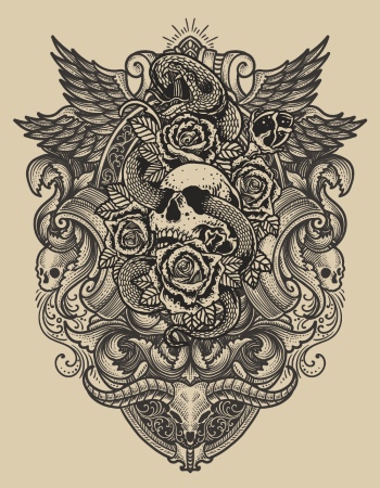 Gothic Vintage Skulls with Sacred Geometry Patterns 35xAI