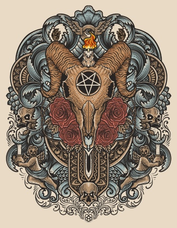 Gothic Vintage Skulls with Sacred Geometry Patterns 35xAI