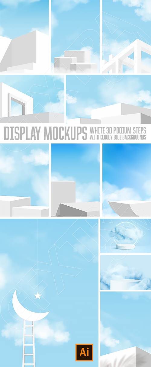 White 3D Podium Step Display Mockups 23xAI White 3D Podium Step Display Mockups 23xAI