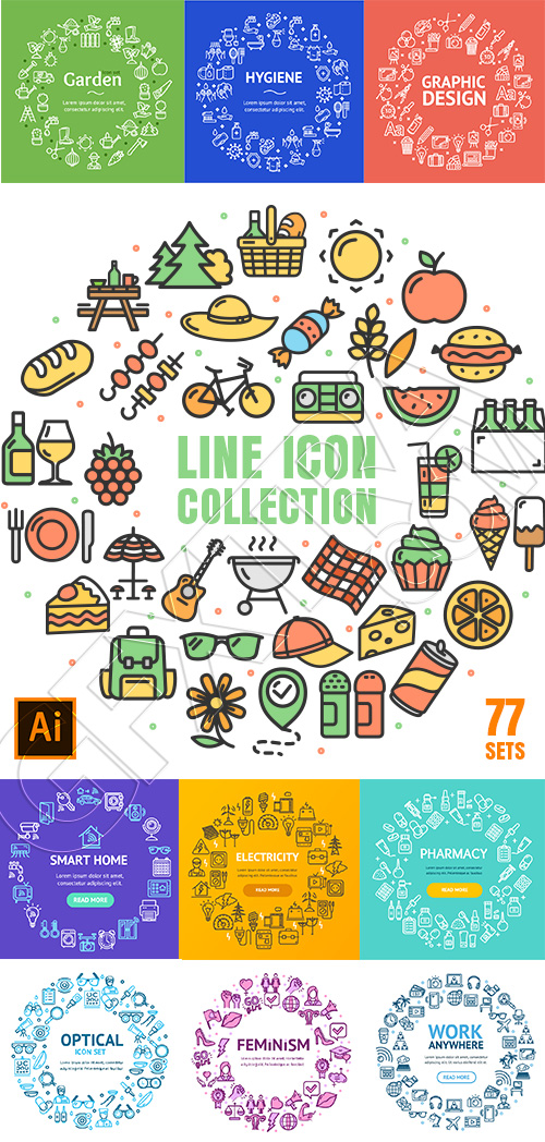 Conceptual Line Icon Sets 77xAI Conceptual Line Icon Sets 77xAI