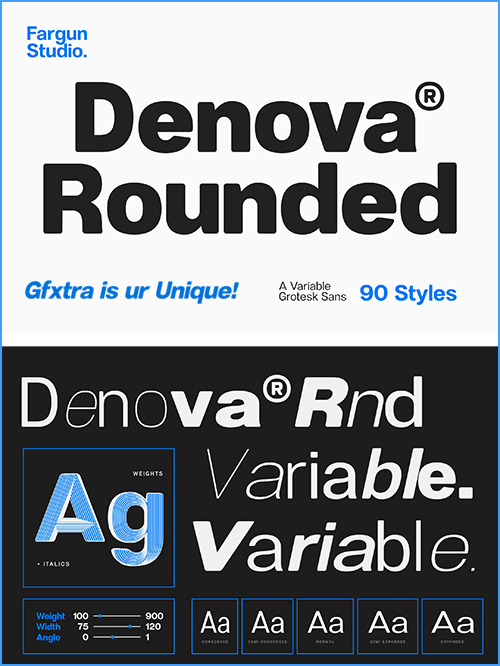 Denova - 90 Static Styles + Variable Font Family 292291853