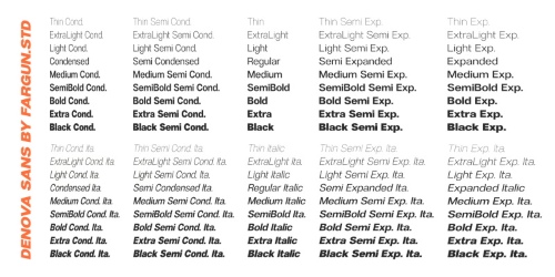 Denova Sans - 90 Static Styles + Variable Font Family