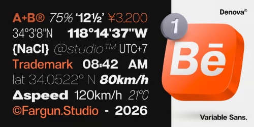 Denova Sans - 90 Static Styles + Variable Font Family