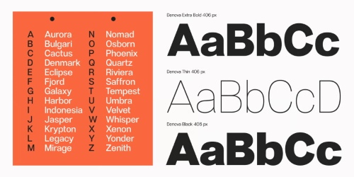 Denova Sans - 90 Static Styles + Variable Font Family