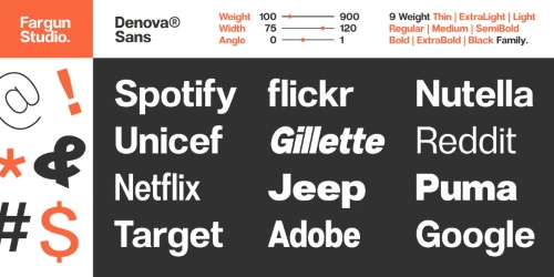 Denova Sans - 90 Static Styles + Variable Font Family