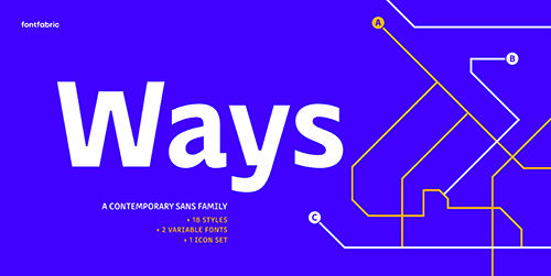 WAYS - 18 Static Styles, 1 Symbol + 2 Variable Fonts