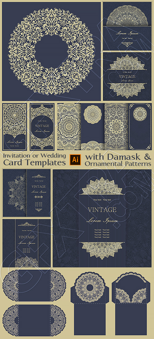 Invitation or Wedding Card Templates #1,  29xAI