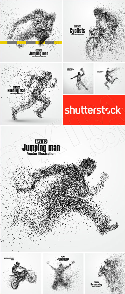 Athlete Particle Divergent Composition Sport Vectors 22xEPS