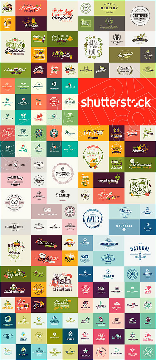 Farm Fresh Organic Food & Drink Logos & Icons 12xEPS