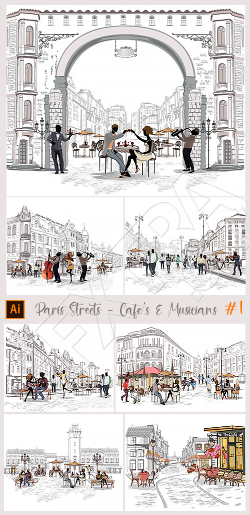Paris Streets - Cafe's & Musicians #1, 30xAI