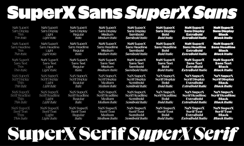 NaN SuperX SANS & SERIF - 144 Styles + 5 Variable Fonts
