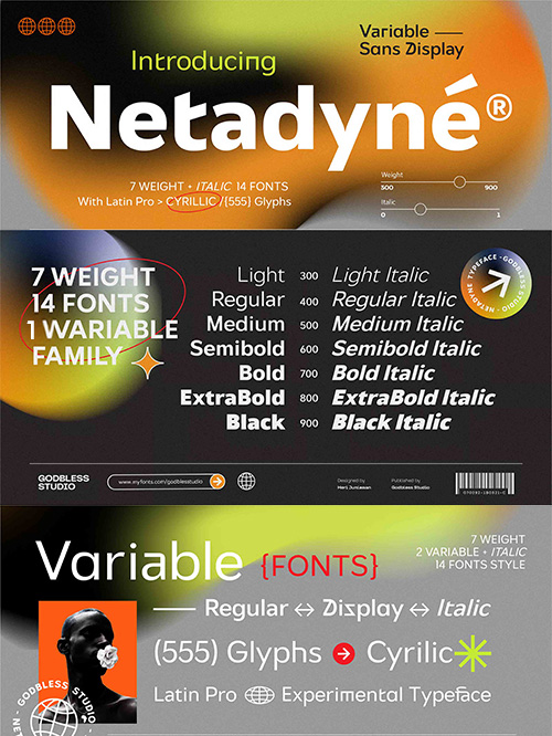 Netdyne - 14 Styles + Variable Font Family Netdyne - 14 Styles + Variable Font Family