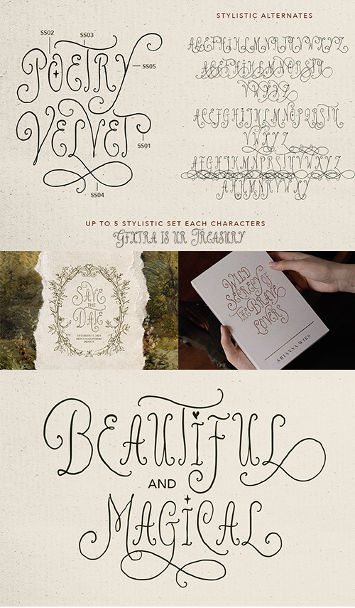 Poetry Velvet - Curly Display Fonts 2xOTF