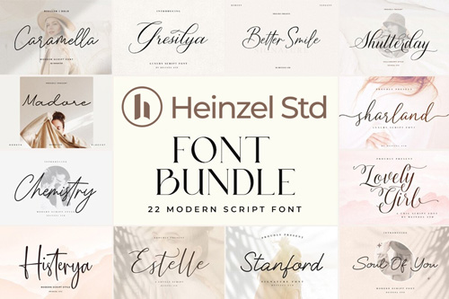 Heinzel's 22 Modern Script Fonts Bundle Heinzel's 22 Modern Script Fonts Bundle