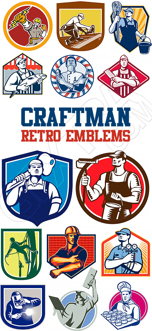 Craftman Emblems Retro 25xSVG
