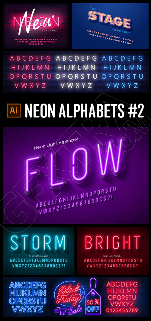 Neon & Led Alphabets #2, 27xAI