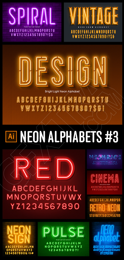 Neon & Led Alphabets #3, 27xAI