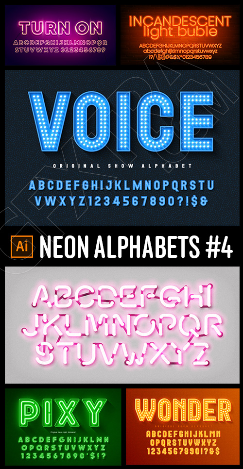 Neon & Led Alphabets #4, 27xAI