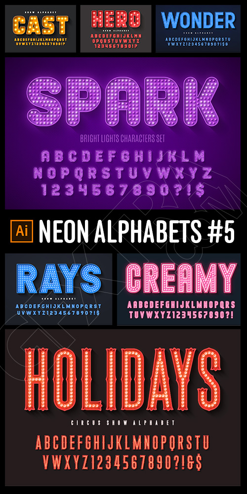 Neon & Led Alphabets #5 Final, 27xAI
