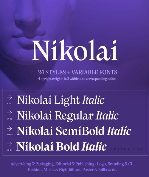 Nikolai Collection - 24 Styles + 2 Variable Fonts Nikolai Collection - 24 Styles + 2 Variable Fonts