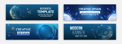 High-Tech Banner Designs with Elements #1/3, 30xAI
