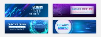 High-Tech Banner Designs with Elements #1/3, 30xAI