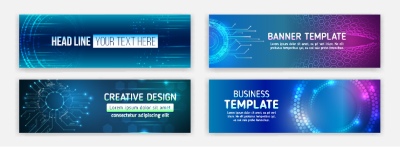 High-Tech Banner Designs with Elements #1/3, 30xAI