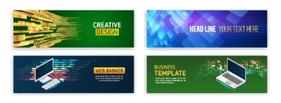 High-Tech Banner Designs with Elements #1/3, 30xAI