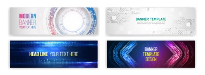 High-Tech Banner Designs with Elements #1/3, 30xAI