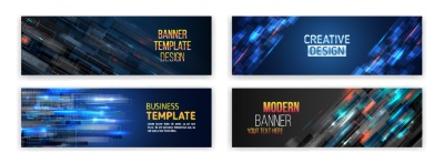 High-Tech Banner Designs with Elements #1/3, 30xAI
