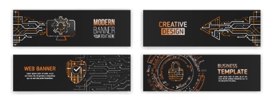High-Tech Banner Designs with Elements #1/3, 30xAI