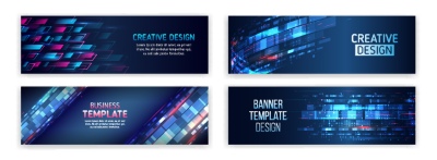 High-Tech Banner Designs with Elements #1/3, 30xAI