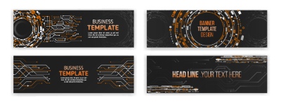 High-Tech Banner Designs with Elements #1/3, 30xAI