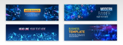 High-Tech Banner Designs with Elements #1/3, 30xAI