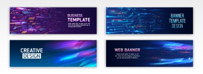 High-Tech Banner Designs with Elements #1/3, 30xAI